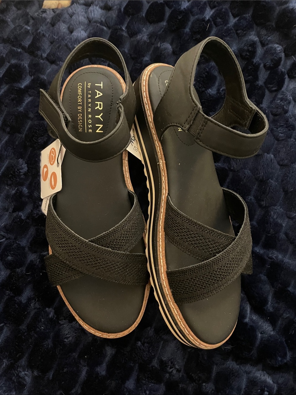 Taryn Rose Black Crisscross Platform Sandals